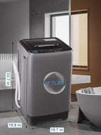 17.7 lbs Full Automatic Washing Machine with LED Display Compact Drain Dump, 10 Wash Programs and 8 Water Levels Ideal for Dorms, Apartments, RV, Grey (KB03-GREY6-3)