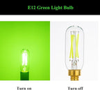 E12 Green Light Bulb Colored Chandelier Light Bulbs, 4W 40 Watt Equivalent Dimmable Green Candelabra Light Bulbs, 6 Pack