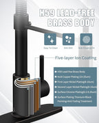 Bronze Kitchen Faucet with Sprayer, Kitchen Faucet with Soap Dispenser,Ktchen Faucets with Pull Down Sprayer,Single Hole Kitchen Sink Faucet with LED light,Oil Rubbed Faucet for Kitchen Sink