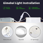 4 Inch Recessed Lighting 6 Pack,Ajustable Led Eyeball Gimbal Light,Led Recessed Lighting 4 Inch Ceiling Light with Junction Box,5CCT Selectable,Airtight,9W 750LM,Dimmable,ETL Listed