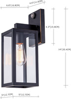 GRUENLICH Dusk to Dawn Large Outdoor Wall Lantern, PIR Motion Sensor Wall Sconce, E26 Base Max 60W, Metal Housing Plus Glass, Oil Rubbed Bronze Finish, Bulb Not Included, 2-Pack