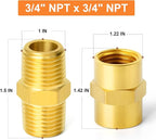 GASHER 12PCS Brass Pipe Fitting, Hex Nipple Brass Hex Coupler, 3/4" x 3/4" NPT Male Thread Pipe, 3/4Inch x 3/4Inch NPT Female Thread Pipe