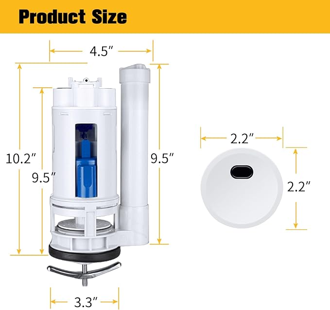 Touchless Toilet Flush Kit, Automatic Toilet Flusher, Dual Flush Valve Replacement Kit, Kit, Tank Accessories, Battery Powered, One-Piece Toilet Repair, 2-Inch Water Tank Accessories (8.3in-10.2in)