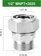 TAISHER 2PCS Brass-Nickel Plated Straight Fitting，3/4" Tubing × 1/2" NPT Male Tube Fitting For Air Piping System