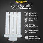 Diodesy- FML27/30K/2PK Fluorescent 27W 3000K Warm White Quad Tube FML CFL Plugin Light Bulbs, 4-Pin GX10Q-4 Base, 3000K-Warm White 2 Pack