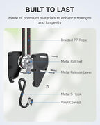 Fondwell 1/4" Retractable Ratchet Straps: 8-Pack Rope Hangers with Protective Soft Loops - Secure Tie Down Ratcheting for Transport