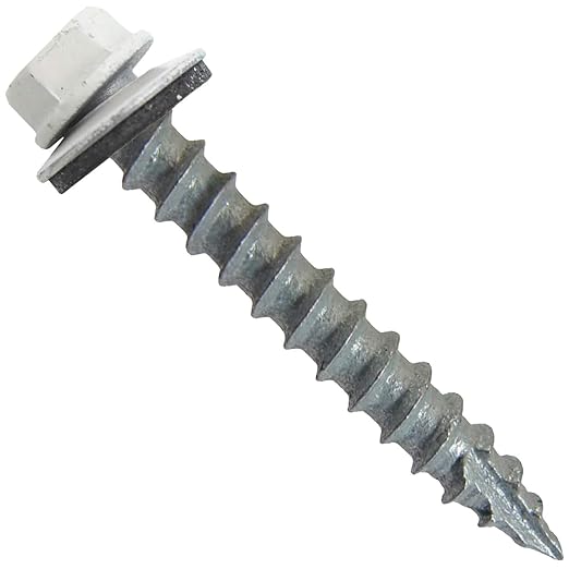 Jake Sales #14 Metal ROOFING SCREWS (250) - 1-1/2" BONE WHITE Hex Washer Head - Self Starting/ Self Tapping - EPDM Washer - Corrosion Resistant - For Corrugated Roofing