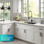 KRAUS Britt Commercial Style Single Handle Pull Down Kitchen Faucet in Spot-Free Stainless Steel/Matte Black, KPF-1691SFSMB