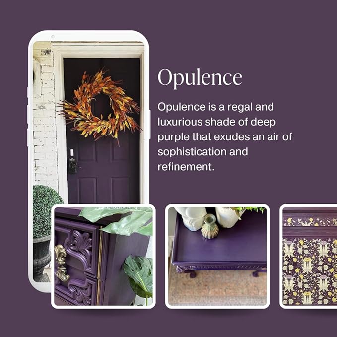 Country Chic All-in-One Chalk Paint for Furniture, Cabinets, Home Decor, Eco-Friendly, Matte Finish, Built-In Primer & Top Coat for Wood, Metal - Opulence (Purple) - 4 oz (118 ml)