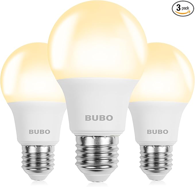BUBO A19 LED Light Bulbs, 40 Watt Equivalent LED Bulbs, Soft White 2700K, 550 Lumens, E26 Standard Base, Non-Dimmable, 5W Soft White LED Bulbs for Bedroom Living Room Home Office, 3 Pack