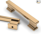 Asidrama 6 Pack 3.75 Inch(96mm) Champagne Bronze Kitchen Cabinet Handles, Brushed Brass Cabinet Pulls Gold Kitchen Cabinet Hardware for Cupboard Drawer Pulls