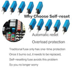 Automatic Reset ATM Mini Circuit Breaker Car Protector Blade Fuses Assortment Kit 10pcs DC 14V E71 T1 15 Amp