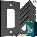 RIO SALTO Modern Metal Matte Black Wall Outlet Cover or Light Switch Cover Rocker Decora Electrical Switch Covers Decorator Plug Wall Plate MIDSIZE Black Receptacle (Matte Black, 1 Rocker 8PK)