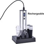 Electric Wine Opener with Wine Accessories -Rechargeable Wine Bottle Opener Set with Base, Wine Aerator, Foil Cutter and Wine Stoppers- Perfect Wine Gifts for Wine Lovers