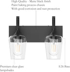 Ralbay Black Vanity Light 2 Lights Industrial Bathroom Light Fixtures Over Mirror with Clear Glass Black Bathroom Wall Mount Lighting Sconce