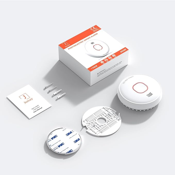 Jemay Smoke Detector, Fire Alarms Smoke Detectors with Advanced Photoelectric Technology, Smoke Alarm with LED Indicator & Silence Button, Replaceable Battery Included, 4 Packs
