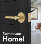 Mega Handles Ronn Entrance Entry Lever Door Handle Heavy Duty Round Locking Lever Set for Left or Right-Handed Doors, Interior/Exterior Door Levers - Satin Brass