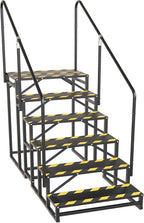 RV Steps with Handrail, Hot Tub Steps with Handrail, Portable Stairs Steps for 5th Wheel RV, Mobile Home Stairs Outdoor RV Step (6 Steps with 2 Handrails)
