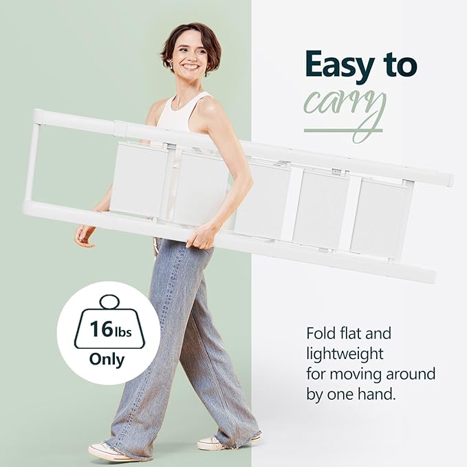 WOA WOA 5 Step Ladder for 10 Feet High Ceiling, Lightweight Foldable Ladder with Non-Slip Wide Pedals, Step Stool with Safe Handrail, Space Saving for Home, Kitchen, Indoor & Outdoor 300lbs - White