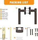 Amerdeco 3 Pack Oil Rubbed Bronze Door Handles Interior, Knurled Privacy Door Handles, Heavy Duty Door Lever for Bedroom or Bathroom, Reversible Keyless for Left Right Handed Doors AM0016