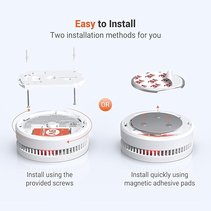 Jemay Smoke Detector Fire Alarms 9V Battery Operated with Photoelectric Sensor & Silence Button,10 Year Product Life Smoke Alarm Fire Detectors Easy to Install, UL217-9th Listed, 5 Packs