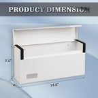 xydled Mailbox Wall Mount Door Mailboxes for Outside, Large Steel Hanging Metal Mailbox, Modern Post Box Package Parcel Drop Box for House Home, Textured White, 14.56''x7.1''x4''