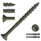 #8 x 2 Inch Deck Screws (1275Pcs) 10lb. Carbon Steel, Green, Flat Head, Rust Resistant epoxy Coated, with T25 Star Bit