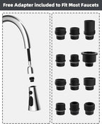 Hibbent 3-Function Pull Down Kitchen Faucet Head Replacement with 12 Adapters, NSF/ANSI/CAN 61 & CUPC Certified Sink Spray Nozzle, Compatible with Moen, Delta, Kohler Faucets, Chrome