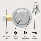 Mega Handles - Ronn Deadbolt I Entry Deadbolt Lock - Heavy Duty Round Locking Deadbolt for Left or Right-Handed Doors - Interior/Exterior - Polished Chrome