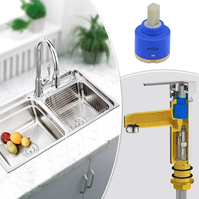 40mm Faucet Cartridge Certification Ceramic Tap Cartridge Mix Faucets Inner Cartridge Replacement for Single Lever Faucet, Monobloc Bathroom or Kitchen Mixer Faucets
