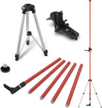 Laser Level Pole with Tripod, Telescoping Tripod, 12 Ft./3.7M with 1/4-Inch by 20-Inch Lasers' Mount for Rotary and Line Lasers' Level, 5/8"-11 Adapter Nut Included, Red