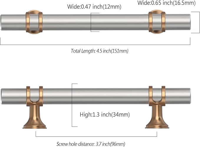 Asidrama 10 Pack 3.75 Inch(96mm) Brushed Satin Nickel and Champagne Bronze Kitchen Cabinet Handles, Cabinet Pulls Kitchen Cabinet Hardware Cupboard Handles Drawer Pulls