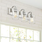 Emliviar 3-Light Vanity Light Fixture - Modern Bathroom Light Fixtures Over Mirror, Brushed Nickel Finish with Clear Glass, YCE237B-3W BN
