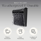 NACH Vicki Style Black Wall Mount Mailbox, Made from Heavy Duty Galvanized Metal, Waterproof & Rust-Resistant, Secure Mails & Package Storage, 12.5 x 11 x 4.5 Inches