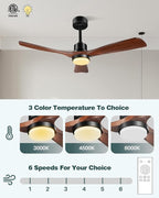 60 Inch Ceiling Fans with Lights 3 Downrods, Outdoor Ceiling Fan for Patios with Remote Control, ETL Listed, 3 Blades Wood Ceiling Fans Reversible Quiet Dc Motor For Indoor Bedroom Farmhouse