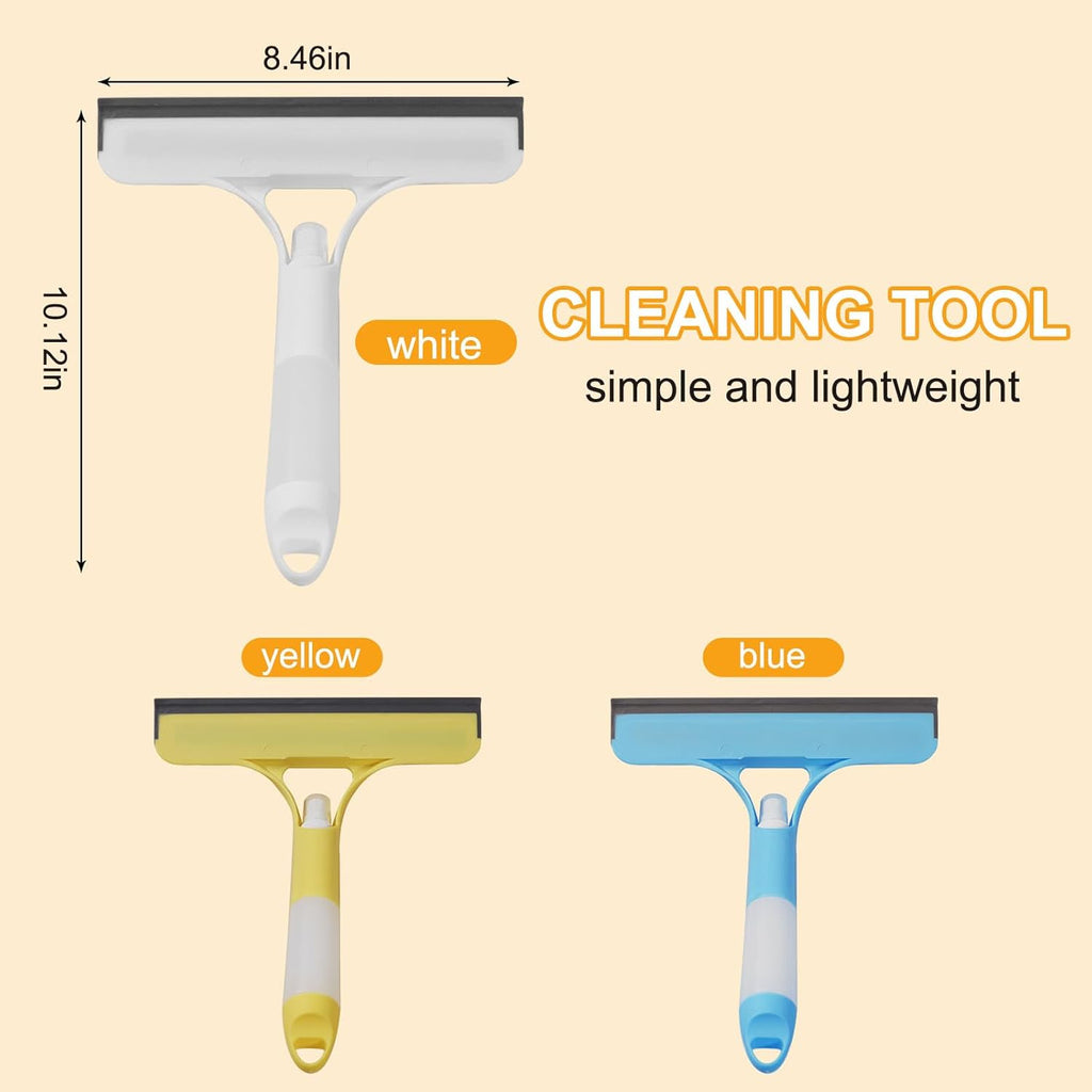 3 in 1 Window Cleaning Scraper, with 2 Replaceable Cleaning Cotton Strips 3 in 1 Spray Squeegee, Window Squeegee, Suitable for Cleaning Bathroom Glass, Mirrors, Car Windows (Yellow)