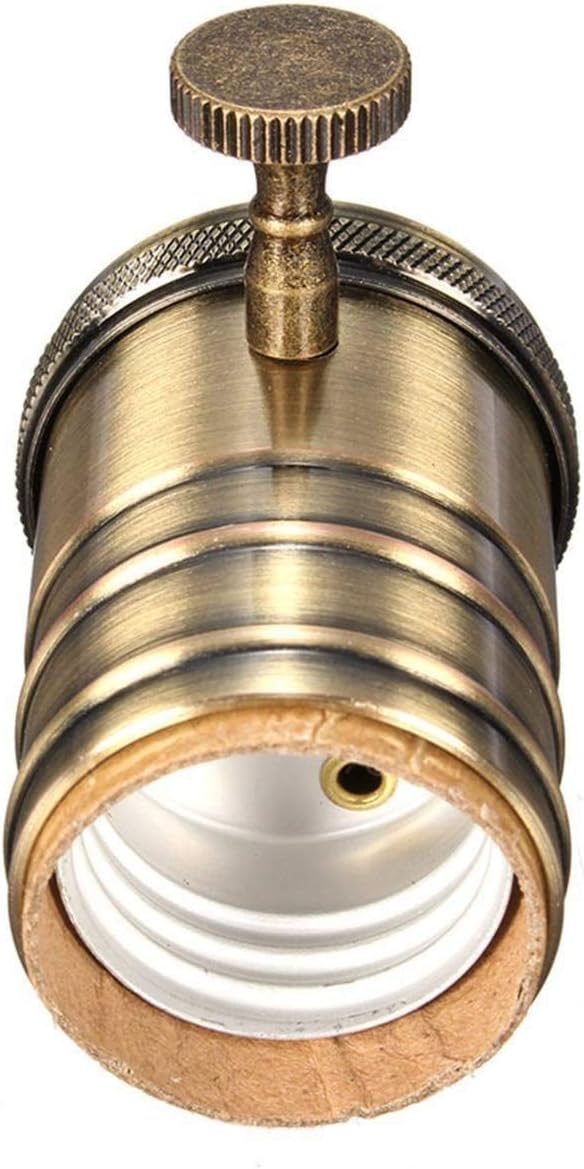 2 Pack Lamp or Fixture Replacement, E26/ E27 Solid Brass Industrial Light Socket Vintage Edison Pendant Lamp Copper Holder with Switch (Antique Brass)