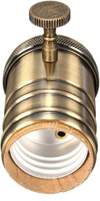 2 Pack Lamp or Fixture Replacement, E26/ E27 Solid Brass Industrial Light Socket Vintage Edison Pendant Lamp Copper Holder with Switch (Antique Brass)