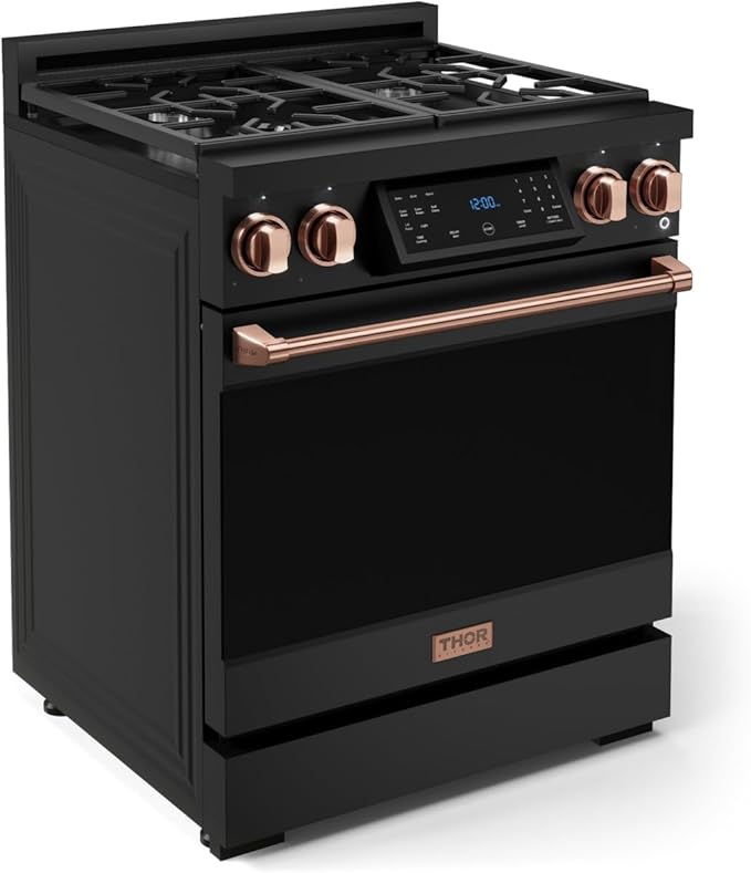 Gordon Ramsay by THOR Kitchen 30 Inch Professional Liquid Propane Range with Tilt Panel Touch Control in Black/Rose Gold