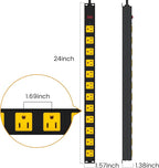 Metal 12 Outlet Mountable Power Strip, Surge Protector Heavy Duty Cord Wide Spaced and Wall Mount Metal Powerstrip for Outdoor, Desk, Garage, Industrial, Shop and Indoor (10ft)