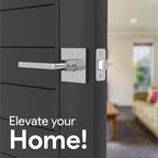 Mega Handles Prime Privacy Door Handle - 3 Pack Reversible Chrome Door Handles, Heavy Duty Bed & Bath Door Handles with Privacy Door Lock, Fits All Standard Doors - Polished Chrome