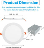 8 Inch LED Recessed Light with Junction Box.12Pack Ultra Thin LED Recessed Lights 3CCT 3000K/4000K/6000K Selectable Dimmable,18W 8" Ceiling Canless Light Downlight, Can Killer Lighting CR80