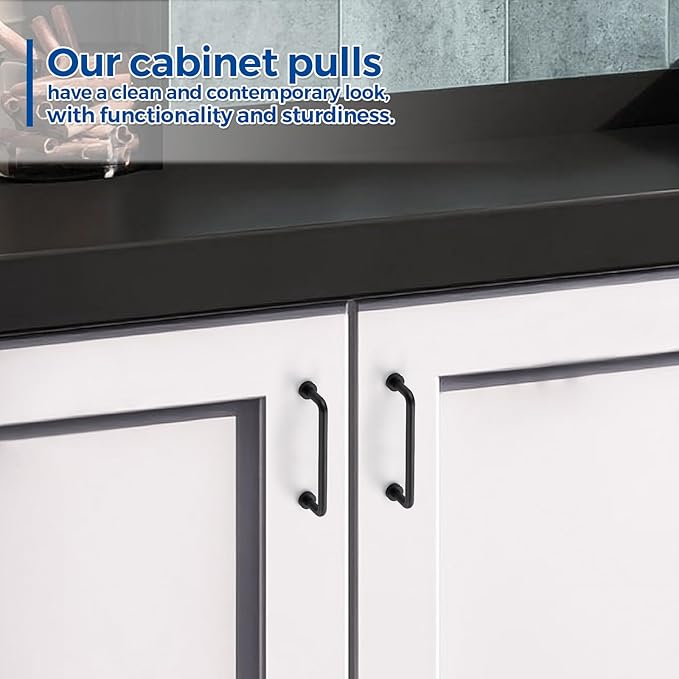 JOY DECOR Cabinet Pulls – 3-3/4 Inch Hole Center, Matte Black, 15 Pack, Zinc Alloy Cabinet Handles for Drawers & Cupboard – Vintage Style Hardware for Kitchen, Bathroom, Dresser, Furniture Makeover