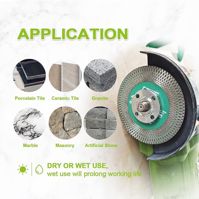 Tile Saw Blade 4-1/2" Diamond Blade 2pcs 115mm for Cutting and Grinding Ceramic Tile Porcelain Marble Granite