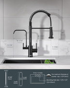APPASO Black Kitchen Faucet with Drinking Water Faucet, 3 in 1 Pull Down Faucet with Purfied Water Faucet, Single-Handle High Arc Kitchen Water Filter Faucet, Matte Black (Without Filtration Device)