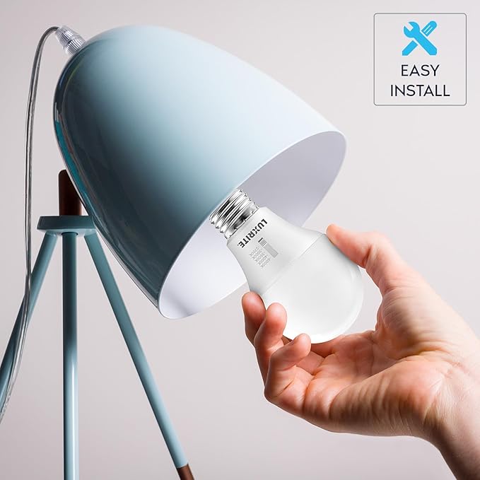 LUXRITE A19 LED Light Bulb 60 Watt Equivalent, CRI90, 5CCT 2700K 3000K 3500K 4000K 5000K, Dimmable, 800LM, Standard LED Light Bulbs 9W, E26 Base, ETL - Perfect for Lamps and Home Lighting (12 Pack)