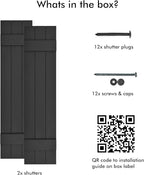 Board & Batten Vinyl Shutters (1 Pair) | 11"x31" (3-Board) - Black Cosmos/Paintable | Exterior Window Shutters | Includes Mounting Hardware | Simple Installation | Made in USA