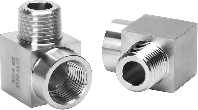 90 Degree Street Elbow - 1/2" NPT Male to 1/2" NPT Female Stainless Steel 304 Heavy Duty Forged Square Barstock Street Elbow Adapter Pipe Fitting (pack of 2)