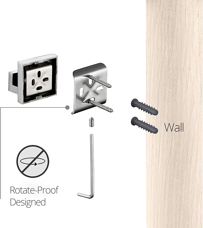 BAGNOLUX Bathroom Hardware Set 4 Pieces, Bath Towel Holder Set SUS304 Stainless Steel, Towel Bar Rack Set for Wall Mounted, Square Bathroom Accessories Set Fixture Heavy Duty Polished Chrome