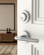 Asidrama Premium Satin Nickel Zinc-Alloy Front Door Lock Set: Double Cylinder Deadbolt, Heavy Duty Security Handleset for Left/Right Exterior Doors, Universal Entry Locks (2 Pack)